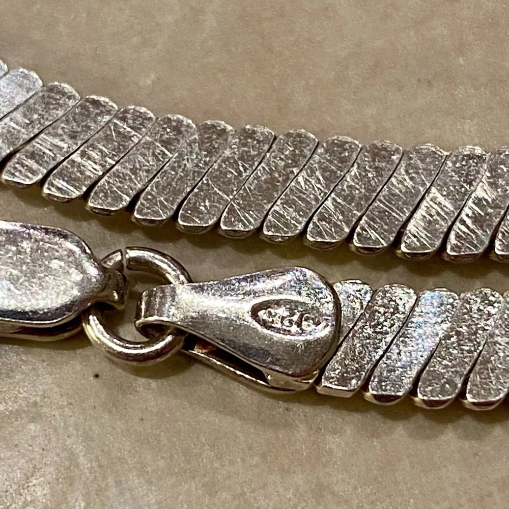 Vintage Omega Sterling Silver Statement Necklace